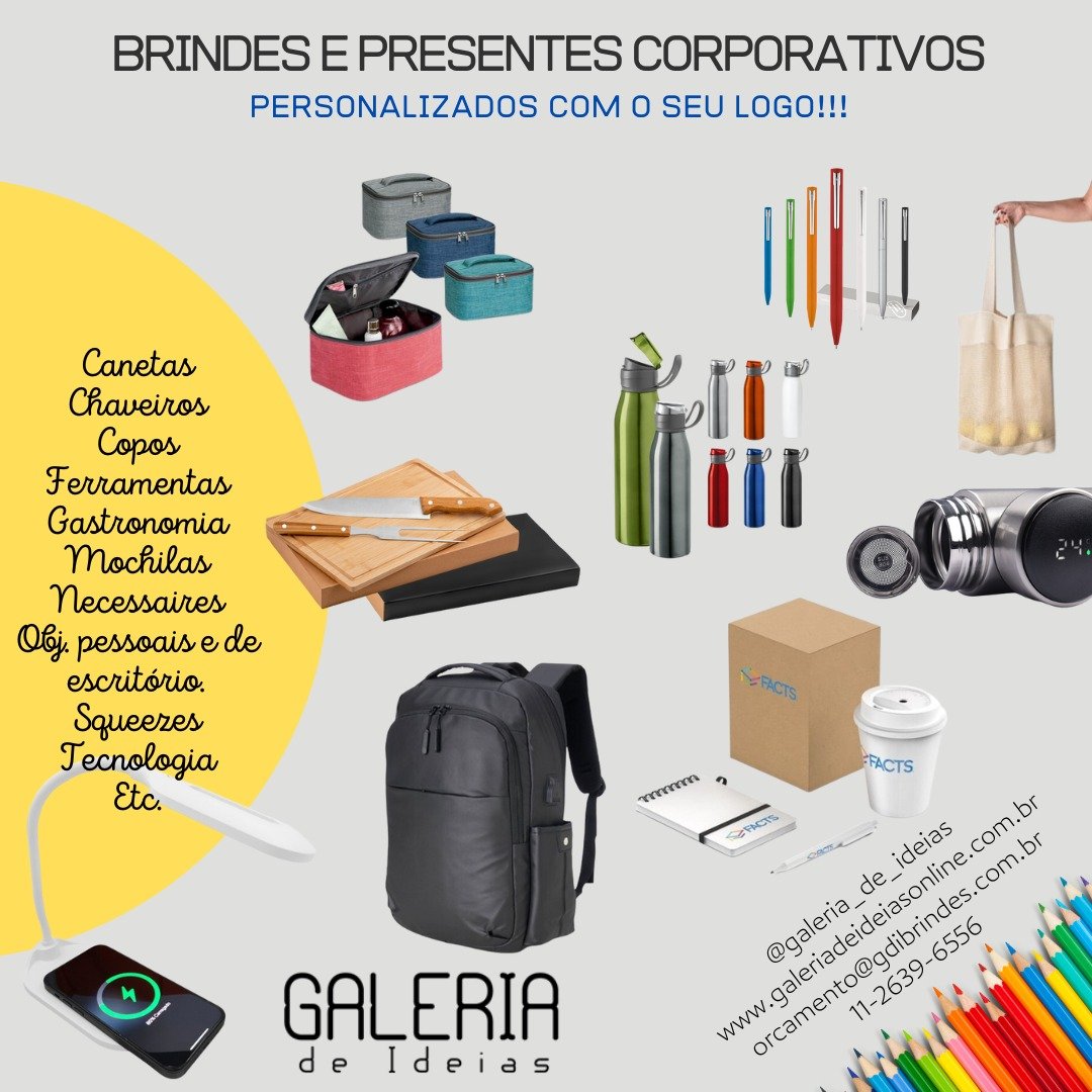 Galeria de Idéias online Brindes promocionais para empresas, eventos entre outros.